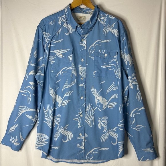 Bob Timberlake‎ Fishing Shirt Button Up Long Sleeve Fish Print XL - Picture 1 of 4